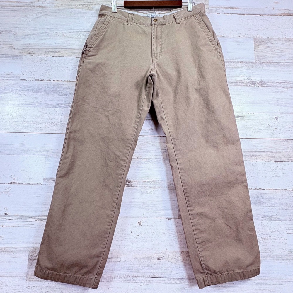 Columbia Womens Tan Canvas Utility Granite Cloth Pants Zipper Pockets Outdoor 14